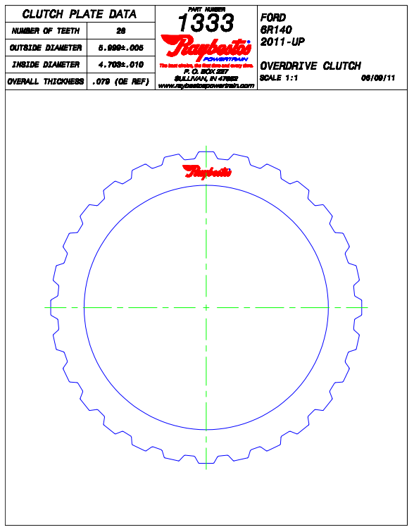 Ford 6R140 Diesel Raybestos 511333 OD Steel 2011-2019