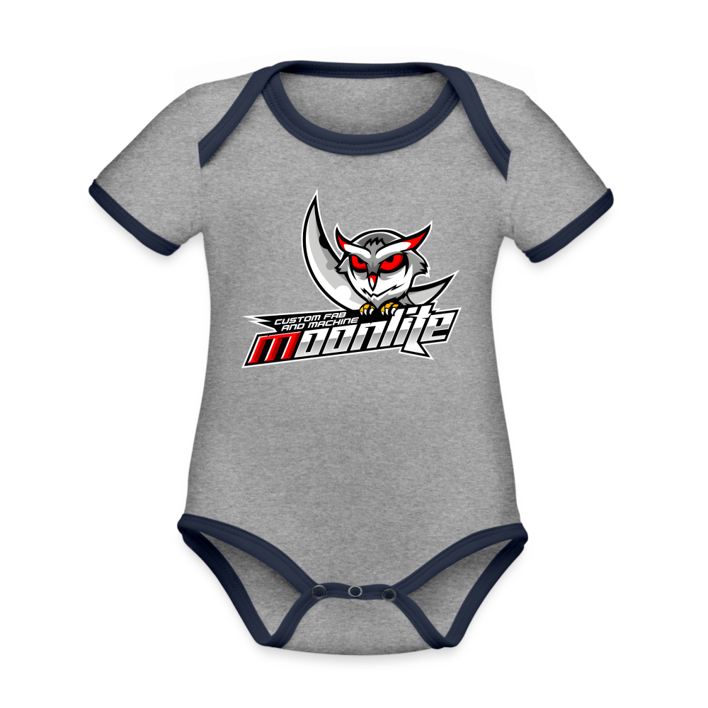 Organic Contrast Short Sleeve Baby Bodysuit - heather gray/navy