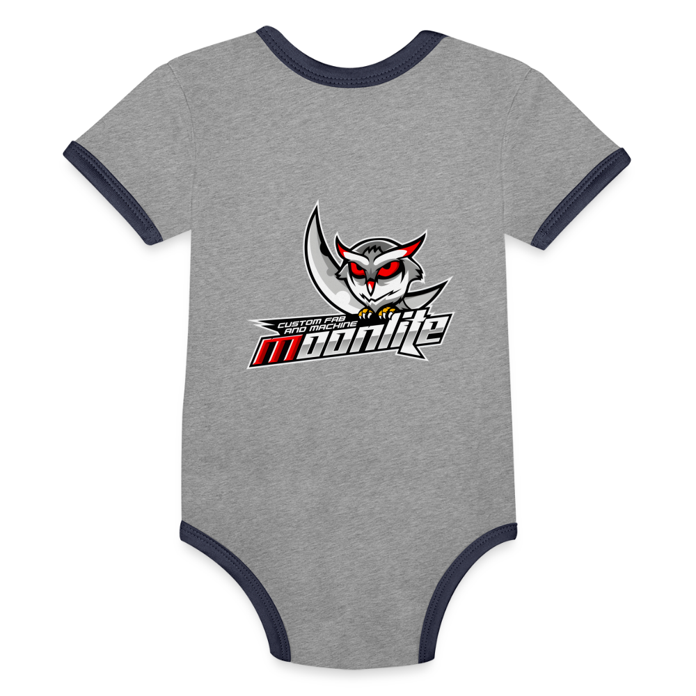 Organic Contrast Short Sleeve Baby Bodysuit - heather gray/navy