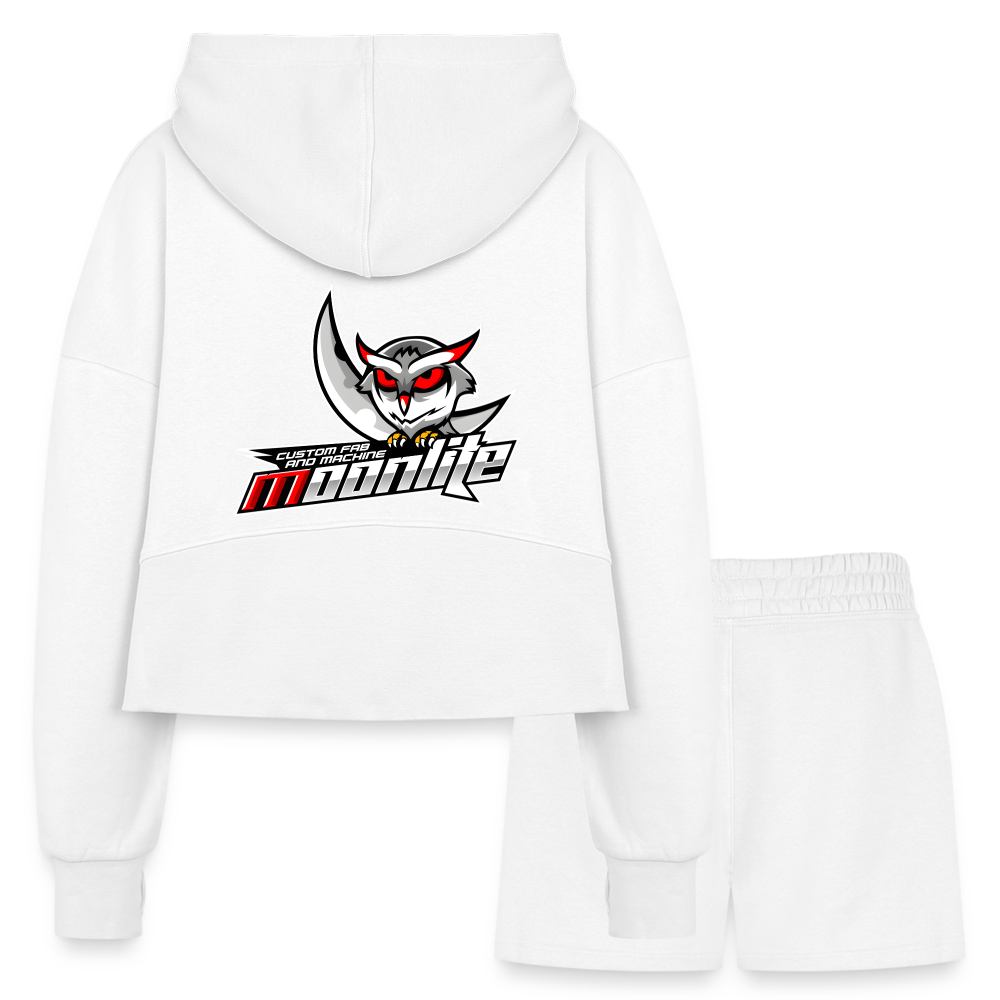 Women’s Cropped Hoodie & Jogger Short Set - white