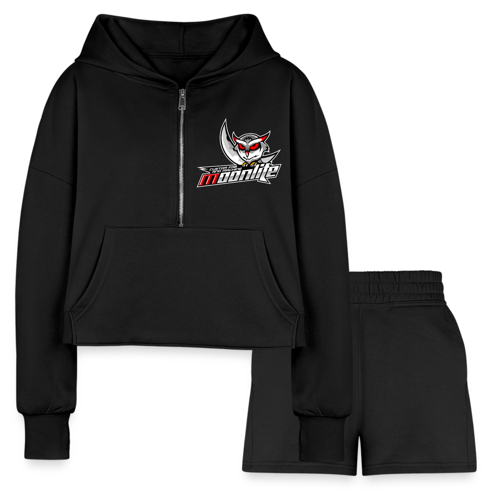 Women’s Cropped Hoodie & Jogger Short Set - black