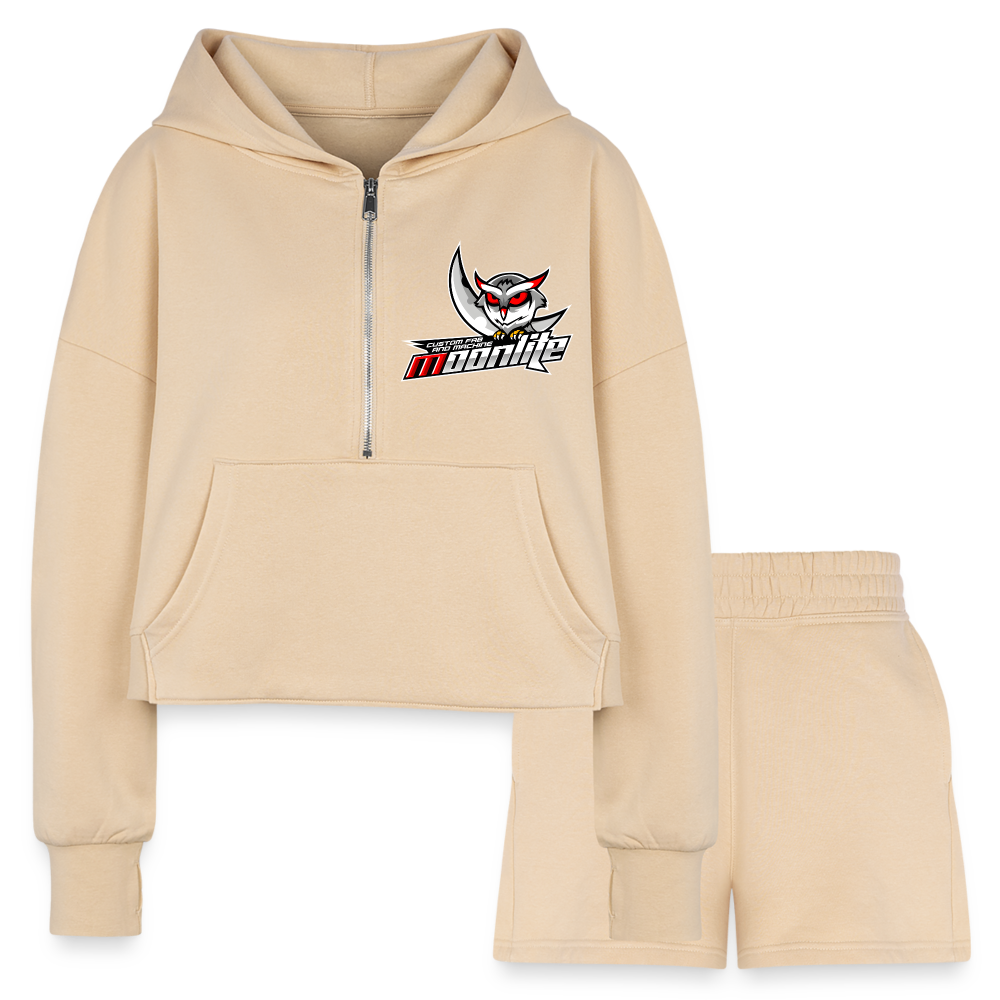 Women’s Cropped Hoodie & Jogger Short Set - nude