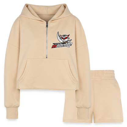 Women’s Cropped Hoodie & Jogger Short Set - nude