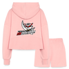 Women’s Cropped Hoodie & Jogger Short Set - light pink