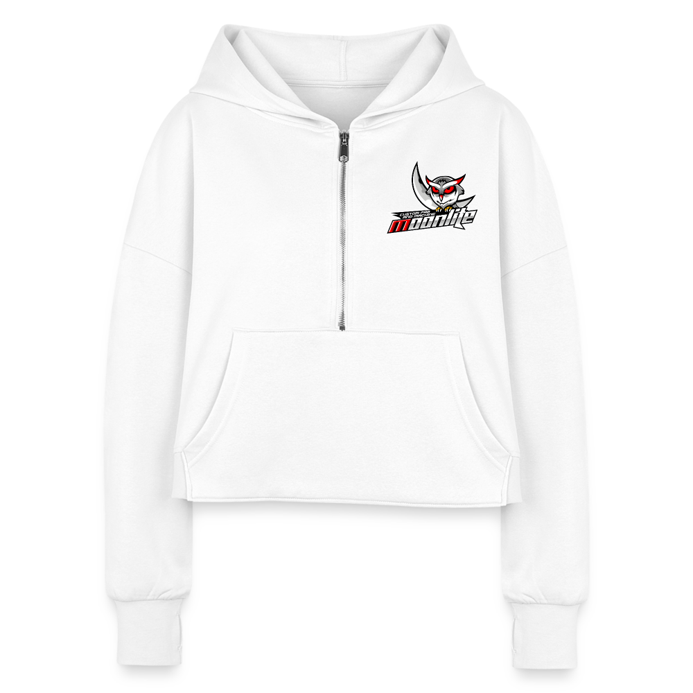 Women's Half Zip Cropped Hoodie - white