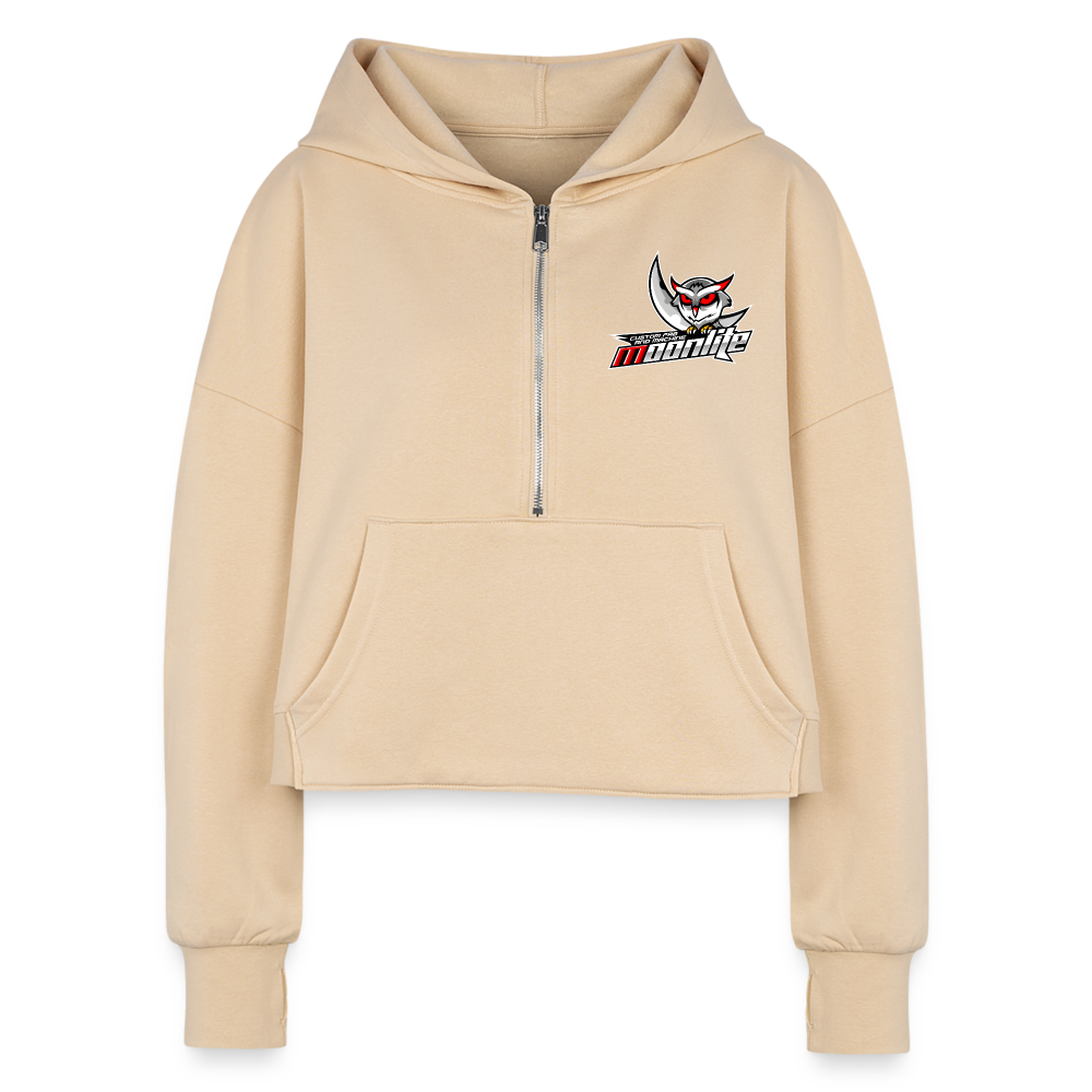 Women's Half Zip Cropped Hoodie - nude