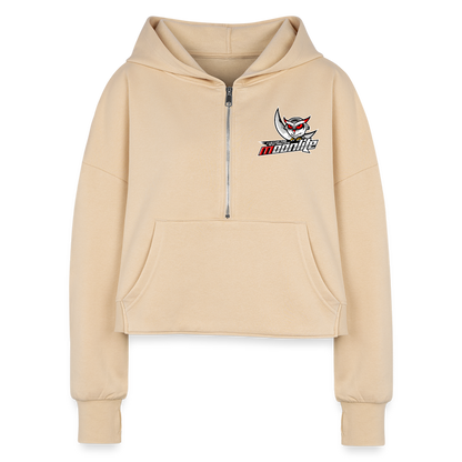 Women's Half Zip Cropped Hoodie - nude